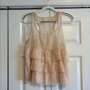 Urban Outfitters, Pins & Needles, Sheer Ruffled Patterned Tank Top